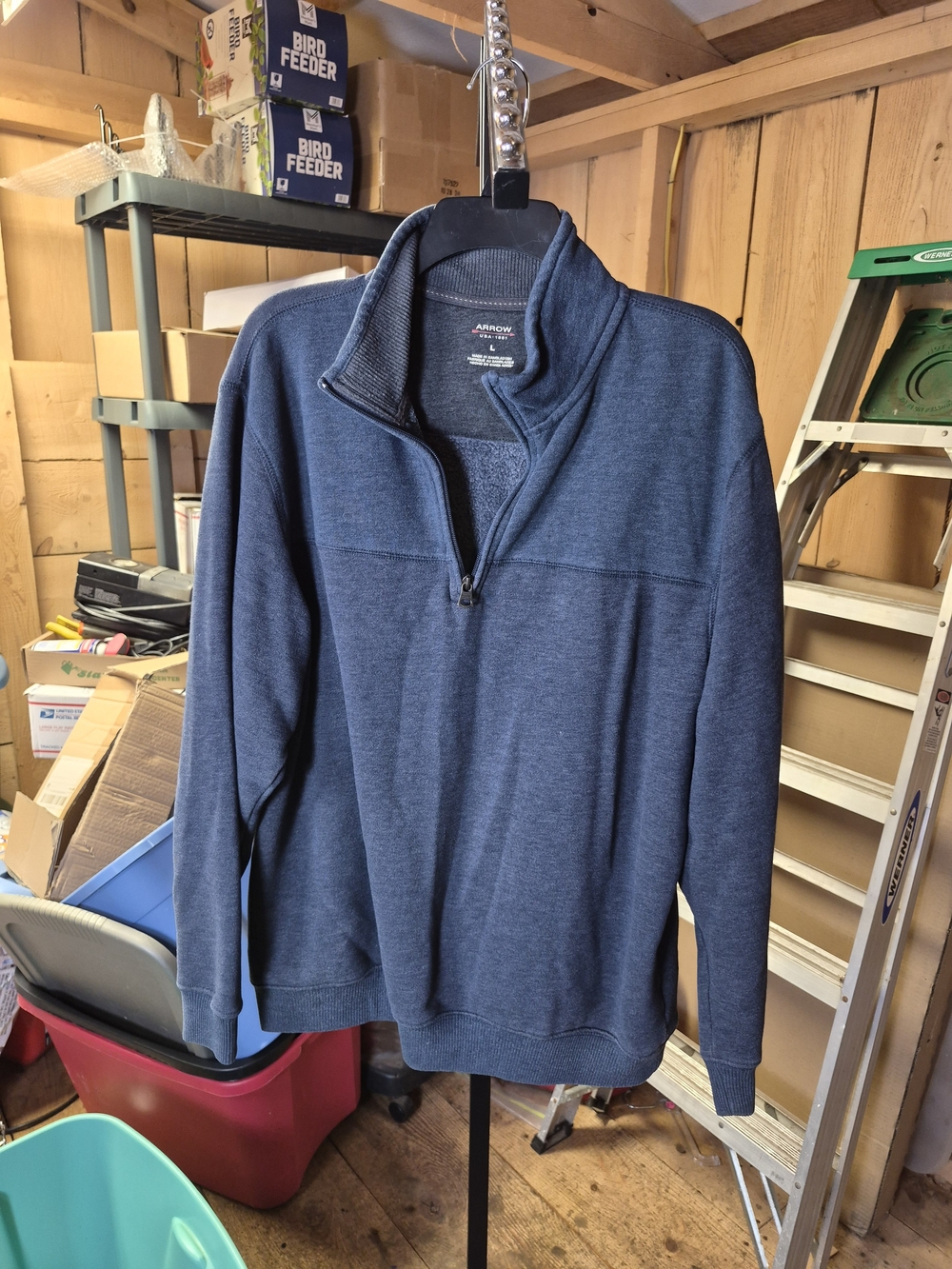 Arrow Men’s Heather Navy Quarter-Zip Pullover Bin 62